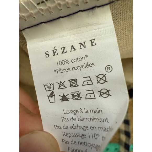 Sezane Vichy Canvas Tote in Blue Gingham - Picture 7 of 7